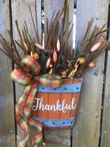 Thankful Door Hanger, Orange and Brown Foliage