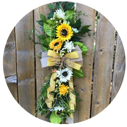 Sunflower Swag with Beige and Yellow Bow